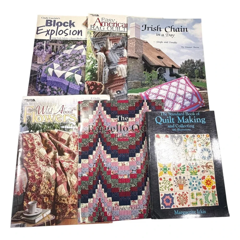 Leisure Arts Multicolor Quilt Pattern Book Lot Bargello Rag Irish Chain Craft